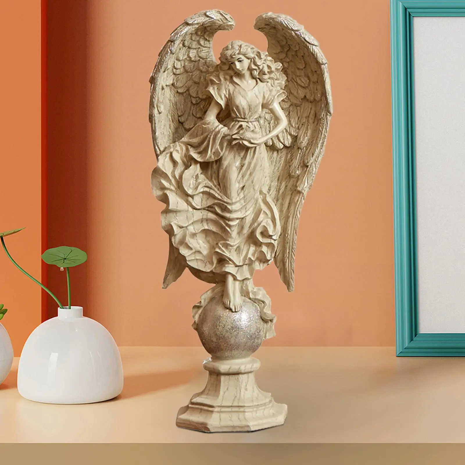 Creative Angel Figurine Modern 3D Angel Sculpture Art Living Room Bedroom Hotel Tabletop Garden Decoration Ornament Artwork Gift