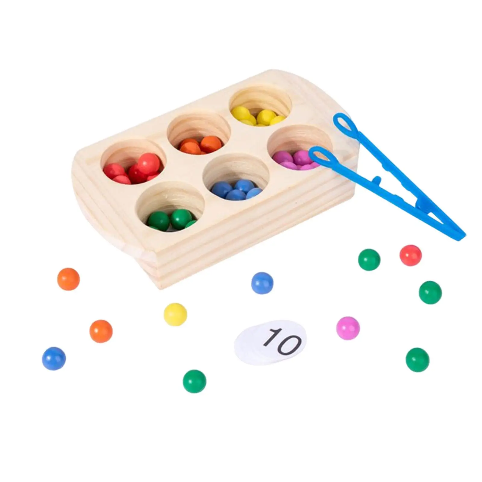 Wooden Clip Beads Board Game Color Sorting Toys Wooden Board Bead montessori Board for Color Recognition Travel Activities