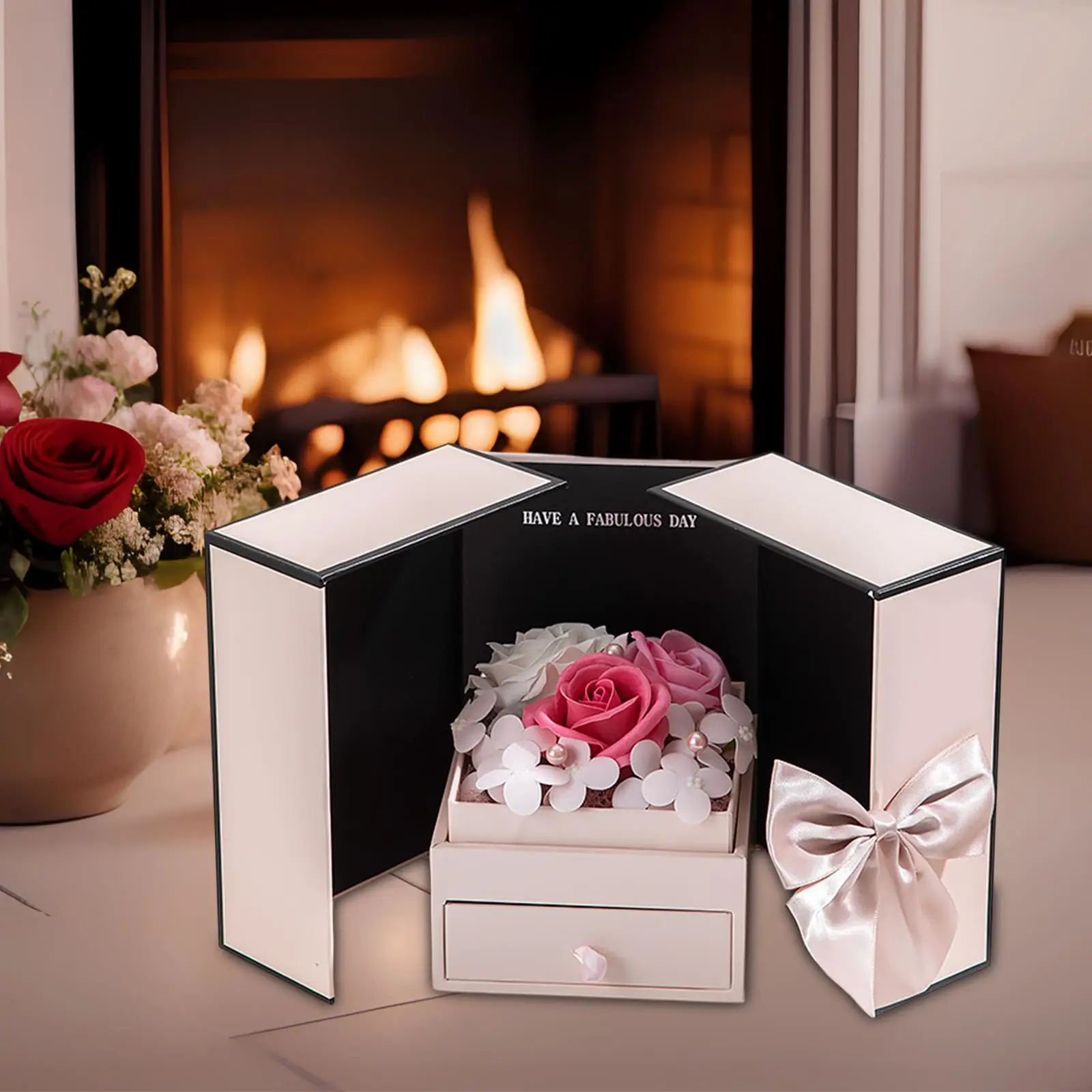 Valentine`s Day Gifts Box Floral Scented Container Rose Flower Gifts for Women Sister Valentine`s Day Girlfriend Birthday Gifts