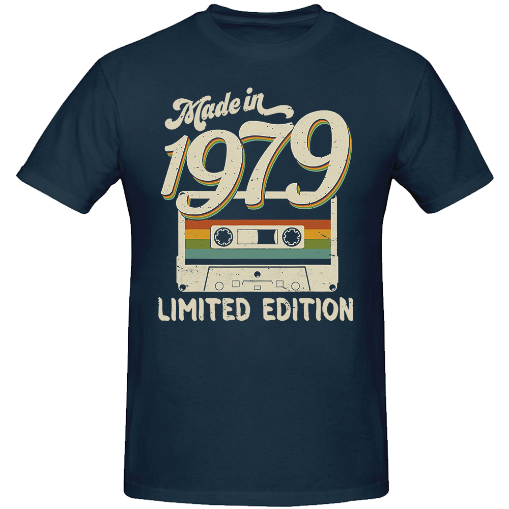 Hergestellt im Jahr 1979, limitierte Auflage, 45. Geburtstag, Kassettenband-T-Shirts, Sommer-Grafik, Baumwolle, Streetwear, kurzärmeliges T-Shirt für Herren – Detail 3