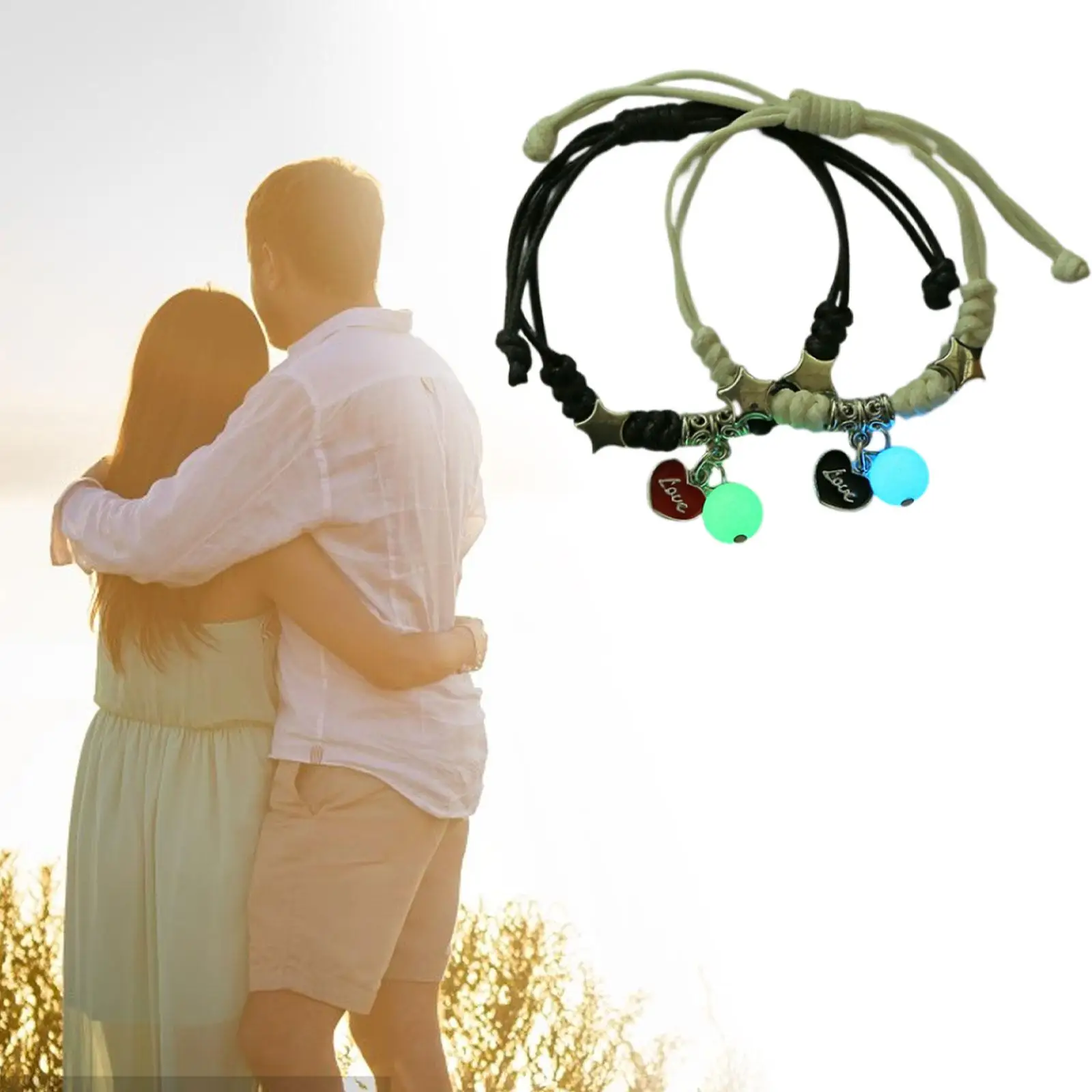 2Pcs Braided Bracelet Accessories Fashion Decorative Charm Bracelet Bracelet Couple for Valentine`s Day Wife Husband Girls