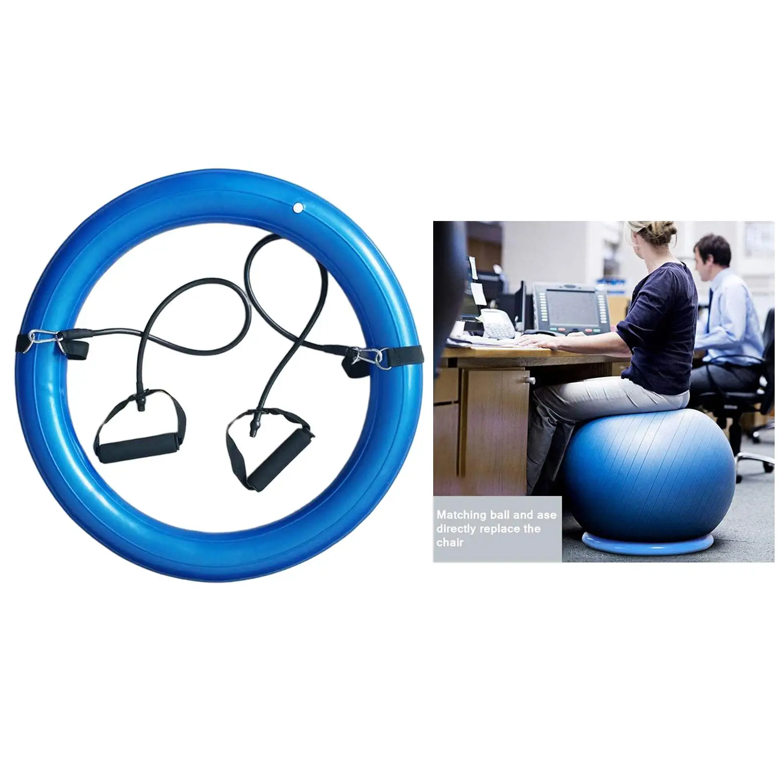 Yoga Ball Chair Inflatable Stability Ring Holder Base Detachable Exerting Resistance Bands Handle