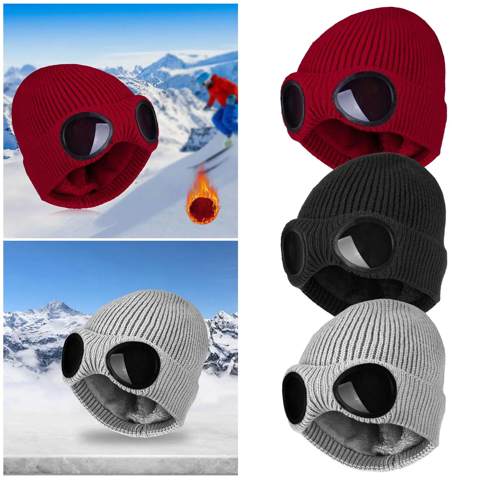 Winter Warm Knit Hats Plush Thermal Windproof Soft Multi-Function Caps Headgear Ski Caps for Men Women Adult Cycling Running