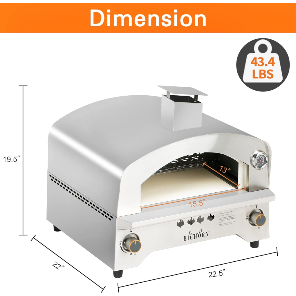 Title 2, BIG HORN OUTDOORS Gas Pizza Oven, Portable Prop...