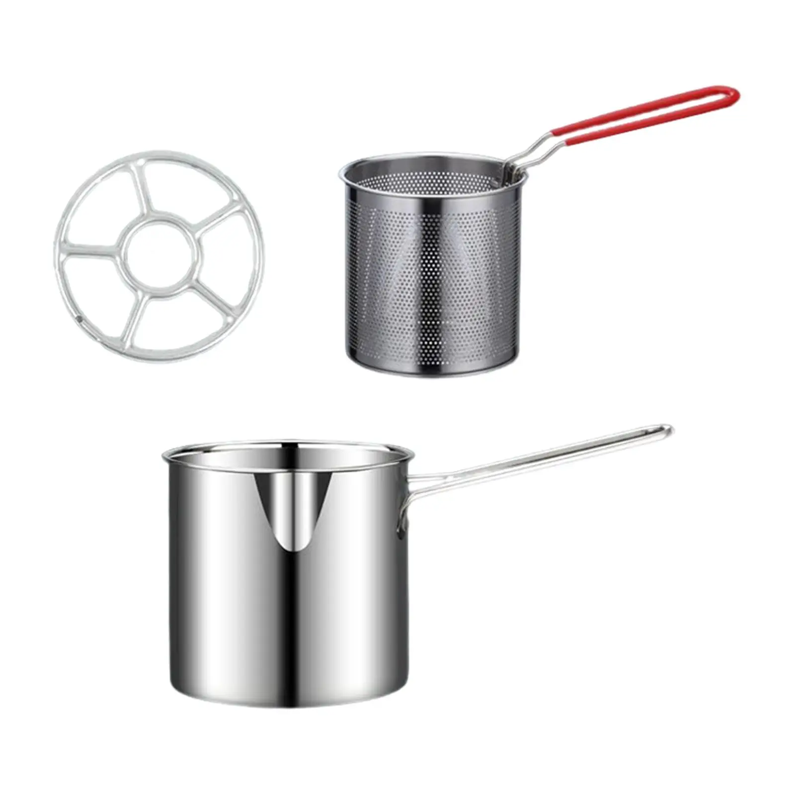 Deep Frying Pot Stainless Steel Kitchen Milk Pot With Strainer Cooking Tools
