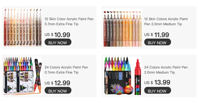 12 Sparkle Color Paint Markers Acrylic Glitter Paint Marker Pens Ultra  Middle Point 2.0mm Paint