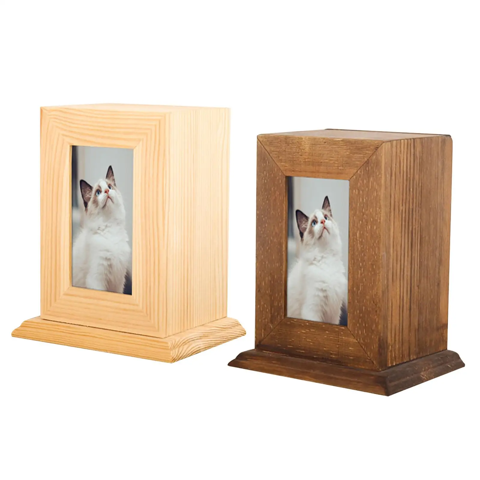 Wooden Pet Cremation Urn for Dogs Cats Ashes Casket Memorial Keepsake Box Commemorate Photo Frame Funeral Supplies