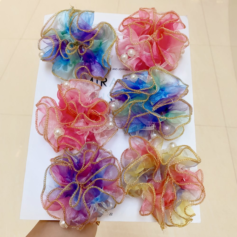 Kleines Mädchen Kopfschmuck Blumen performance für Brötchen Haarschnitt Gummiband Prinzessin elastische Haar bänder Kinder Haarschmuck – Detail 1