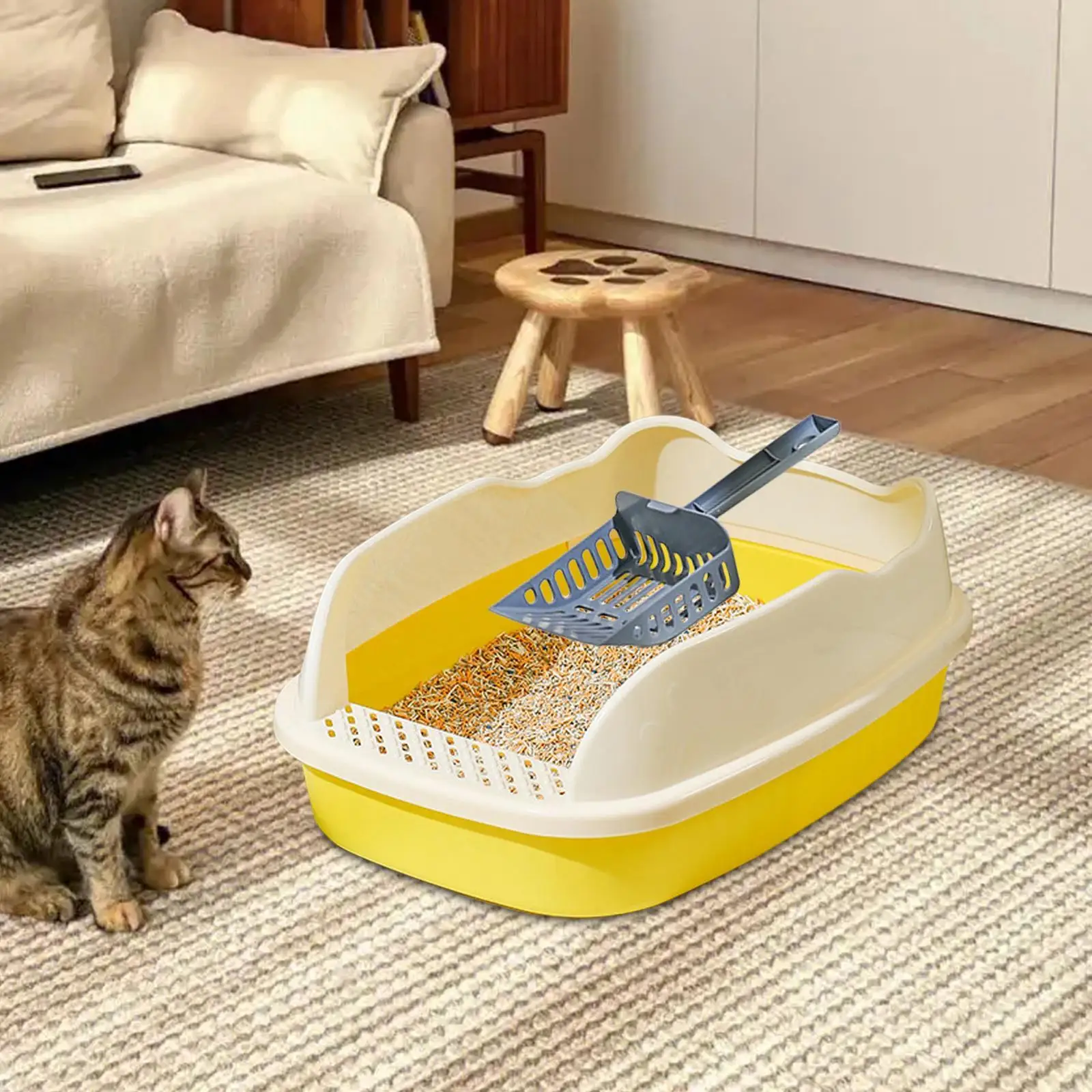 Open Litter Box Cats Sand Box Splashproof Large Bedpan Heighten Cat Litter Basin Durable Kitten Potty Toilet Pet Accessories