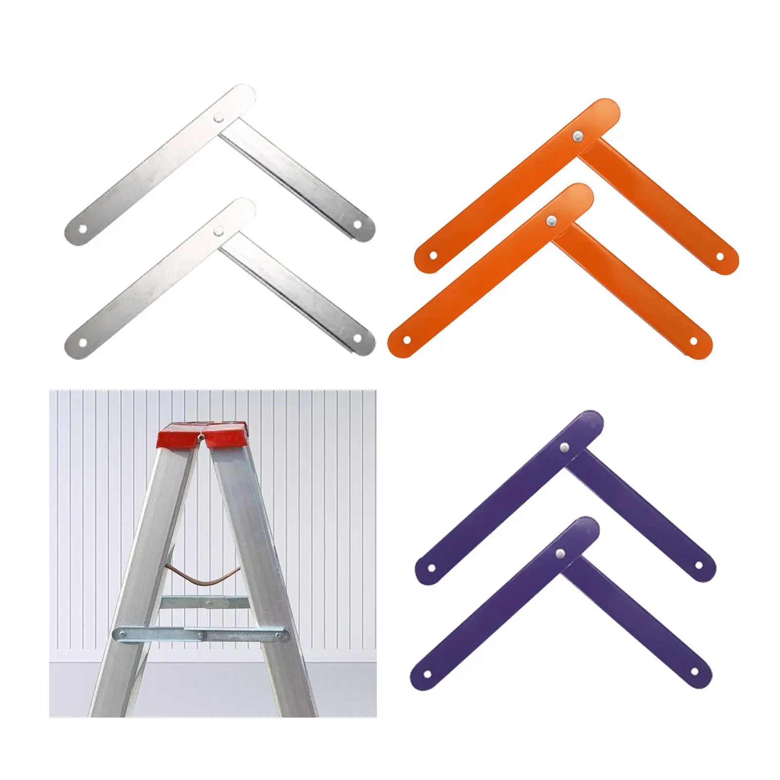 2x Aluminum Step Ladder Hinge Reinforced Tie Rod with Screws Stepladders Locator Attachment for Herringbone Ladder Accessories