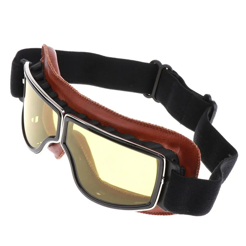 Motorcycle Vintage  Anti-Scratch Motorbike Sunglasses Eyewear Glasses for Half /  (Yellow Lens)