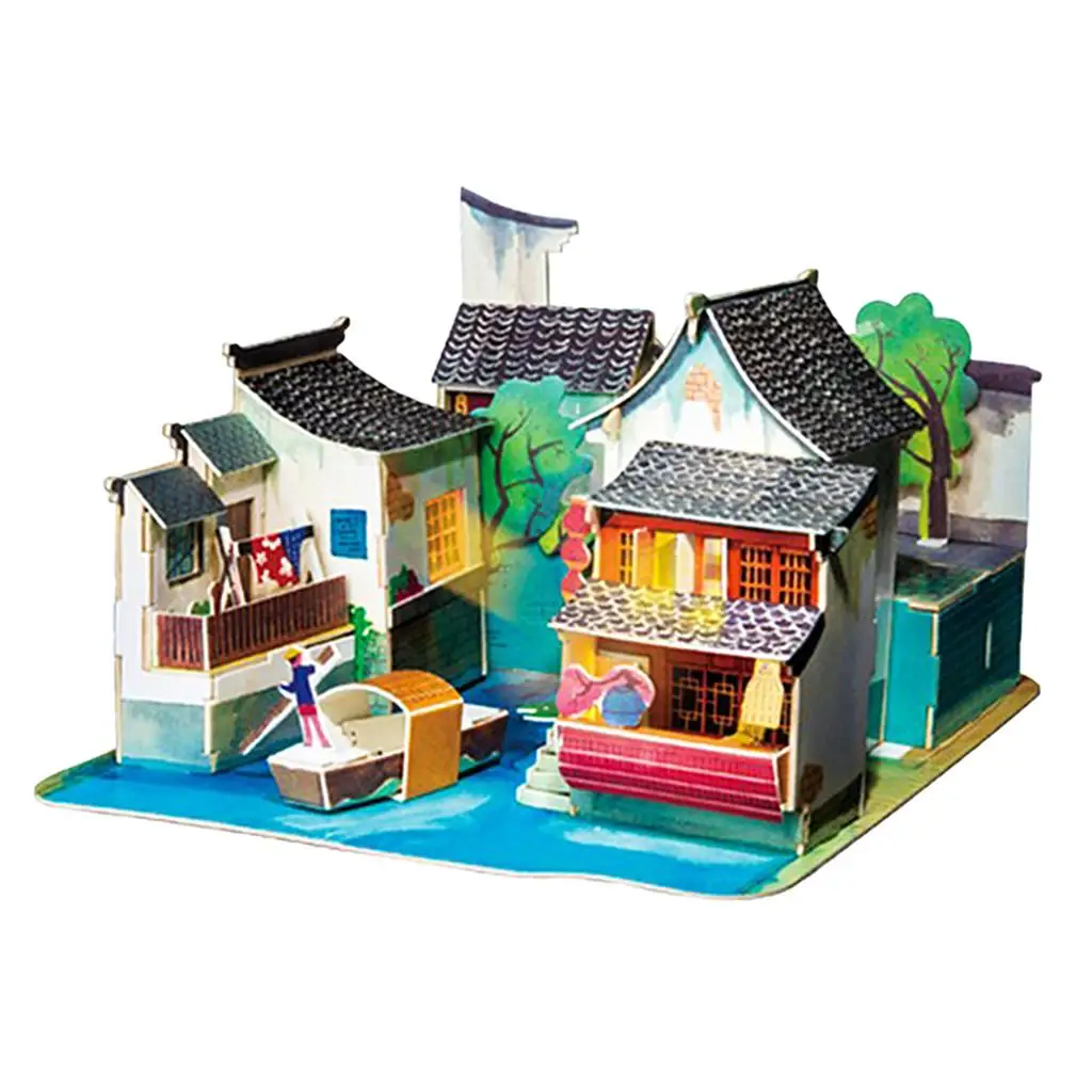 Dollhouse Wooden room set - Chinese Traditional Architecture  Decoration - Miniature Buildings for Children Birthday