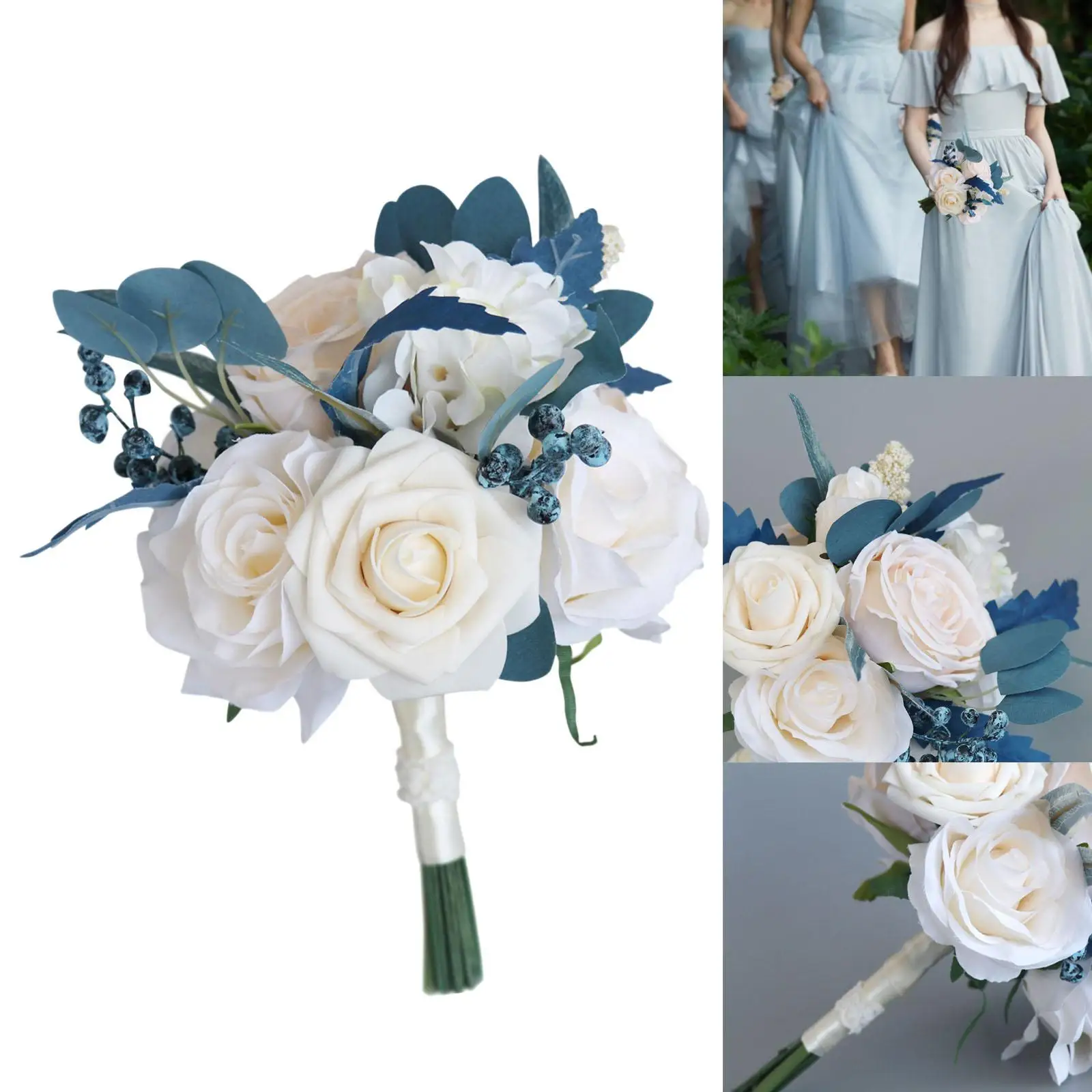 Fake Bridesmaid Bouquets vintage Holding Flowers Rustic Style Throw Bouquet for Wedding