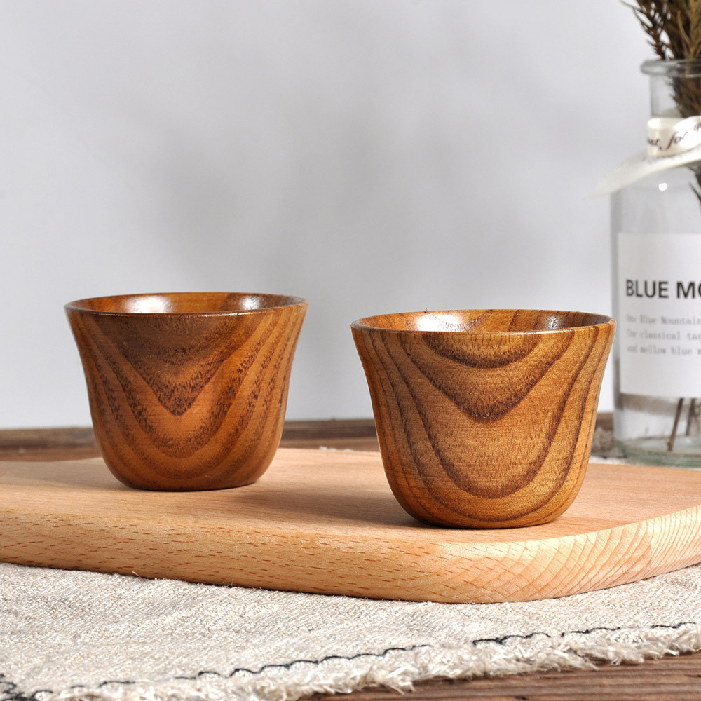 Description Picture 2 of itemTea Coffee Wooden Cup Mug Log Milk Beer Color Handmade Natural Wood Juice Glass&Bottle