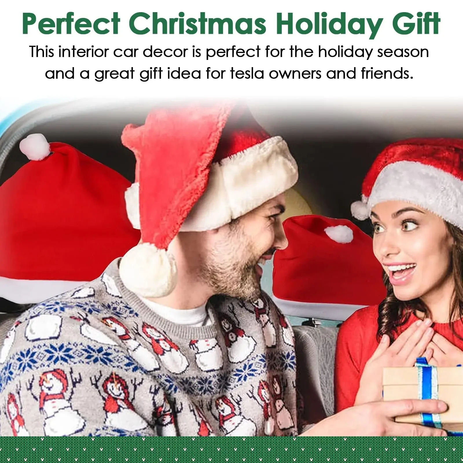 Weihnachten Autos itz Kopfstütze Abdeckung Weihnachten Ornamente Sitz schutz Santa Hut Auto Dekoration Autos itz Zubehör – Detail 4