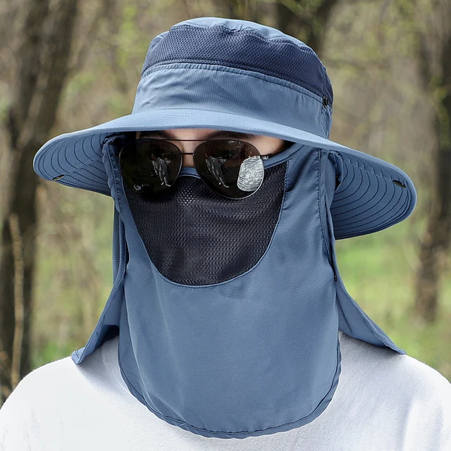 Outdoor Quick-drying Men Women Breathable Hat Face Mask Wide Brim