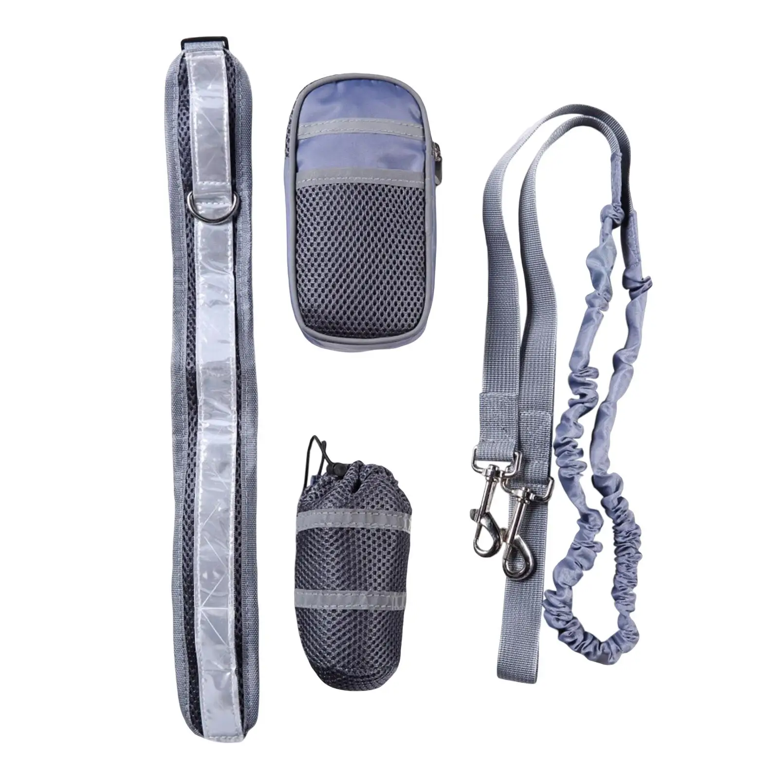 Dog Leash Elastic Belt with Waist Bag Retractable Adjustable Reflective Running Dog Lead for Training Hiking Jogging