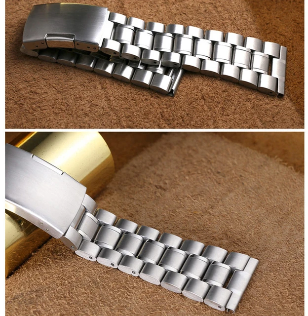 18 20 22 24mm Curved End Bracelet Solid Stainless Steel Watch Band