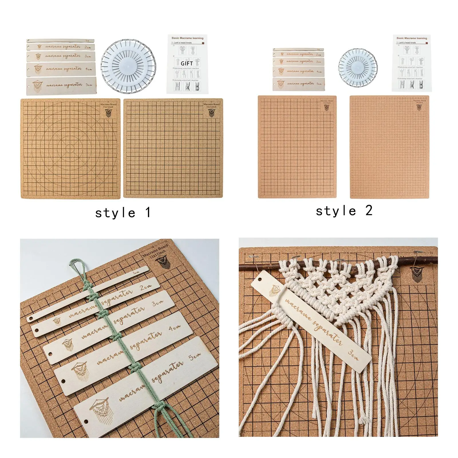 Macrame Board Auxiliary Ruler Wooden Macrame Separator Tool Handmade Portable for Knitting Measuring Braiding Crocheting Tools