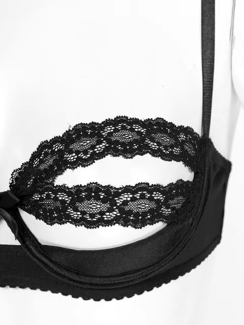 Women Lenceria Lingerie Sexy See Through Sheer Lace Open Bra