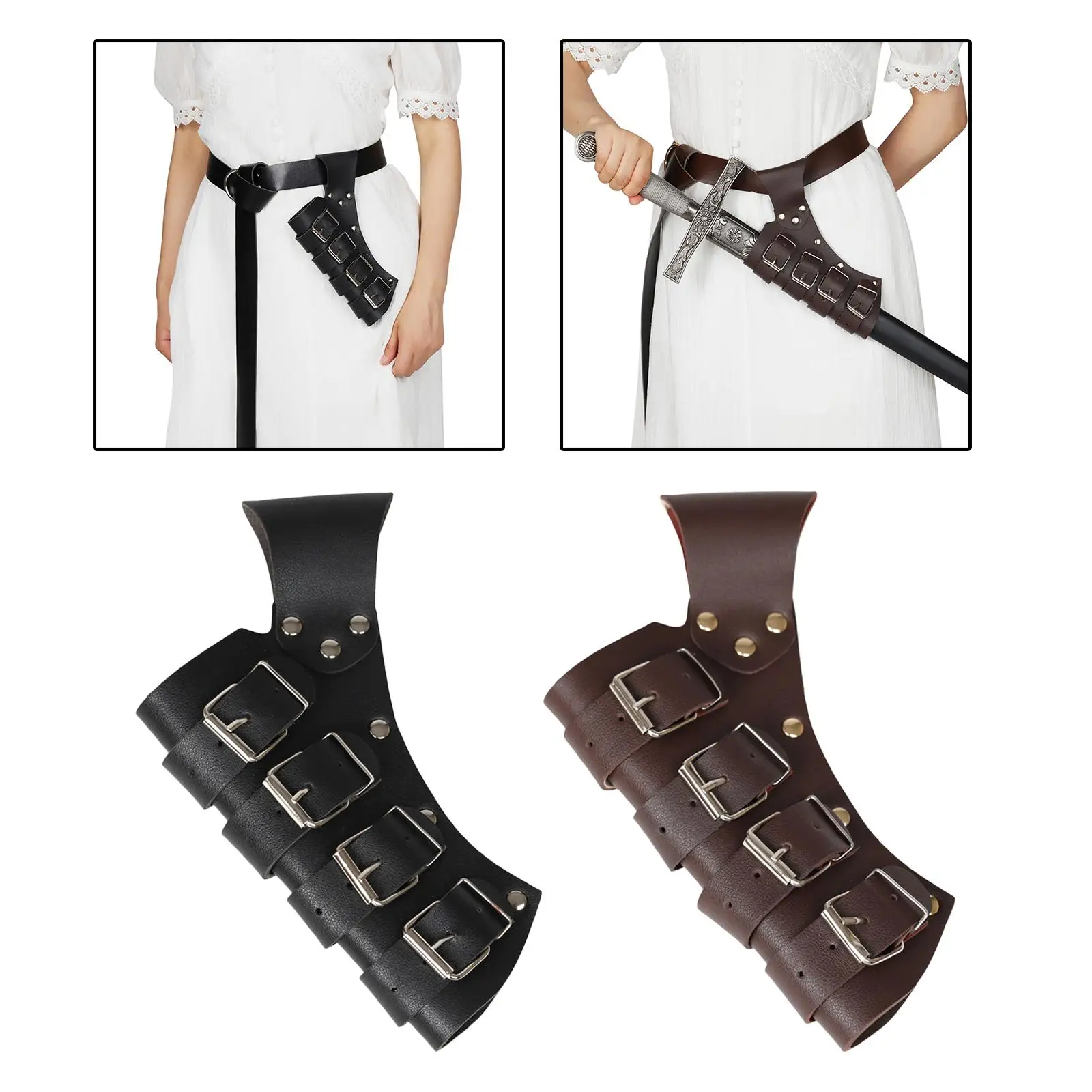 PU Leather Medieval Frog Knight Costume Assassin Scabbard Rapier for Cosplay Stage Performances