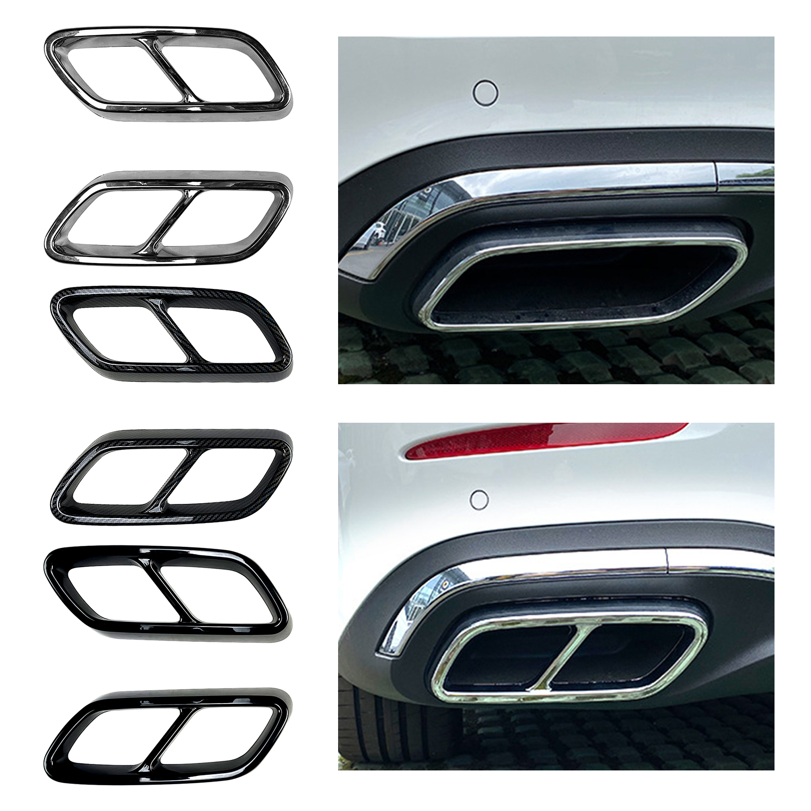 2x Exhaust  cover decoration, Decoration Exterior, Accessories Durable, Decorate Sticks, Covers 205 x253 2015-2018 C GLC