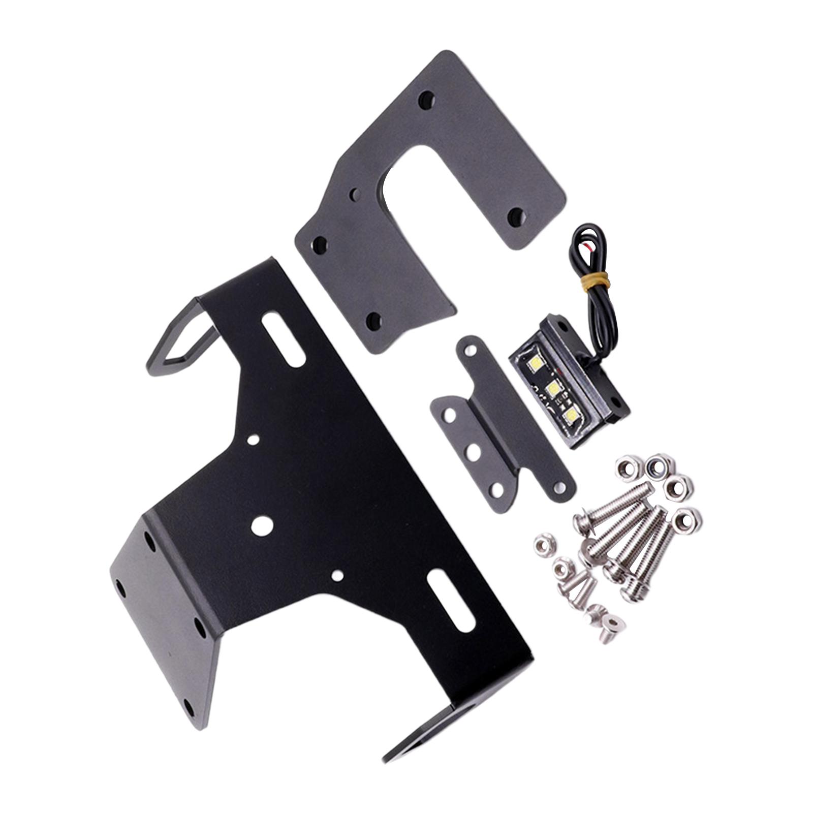 License Plate Frame Kit with LED Light Black Modified Lighting License Frame Number License Holder Fit for Kawasaki Z900 17-21
