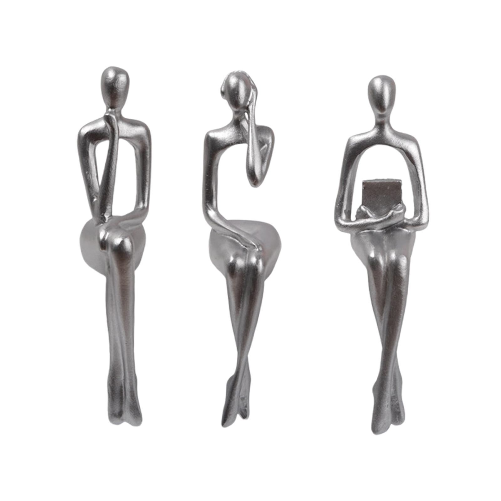 Statue de penseur assis en résine Sculpture abstraite, Accents de décor d'étagère en résine
