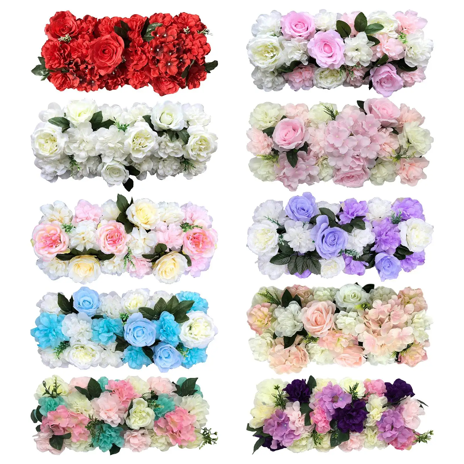 Faux Roses Artificial Flower Backdrop DIY Arched Door Flower Row 3D Flower Wall Decor for Baby Girls Room Bouquet Decoration