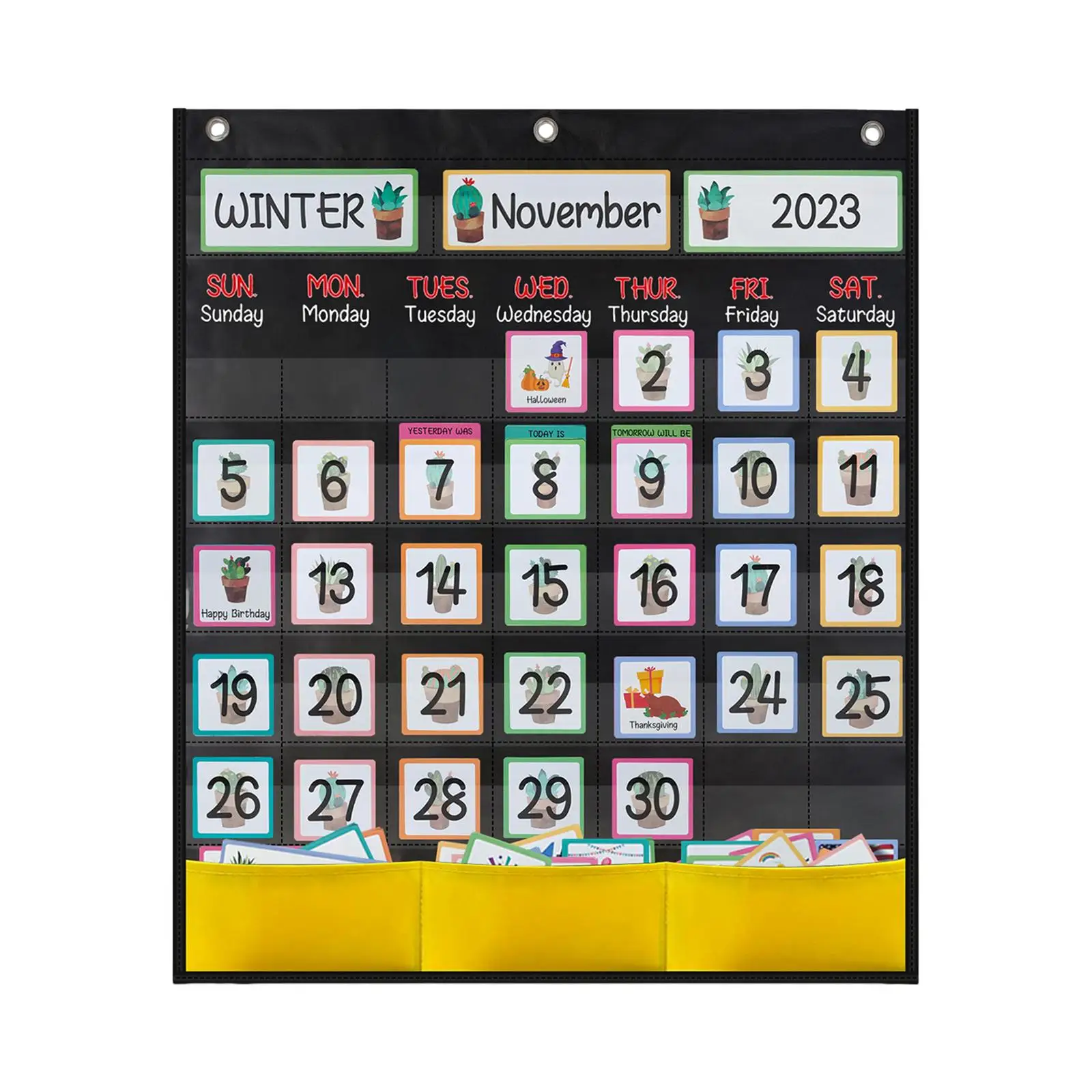 Calendar Pocket Chart Early Learning Teacher Supplies Weekly Calendar Festival Classroom Calendar for Homeschool Kids Learning