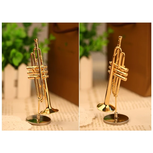 Miniature Trumpet Mini Trumpet Model With Stand Case For Desk  Bookshelf(2.56in)