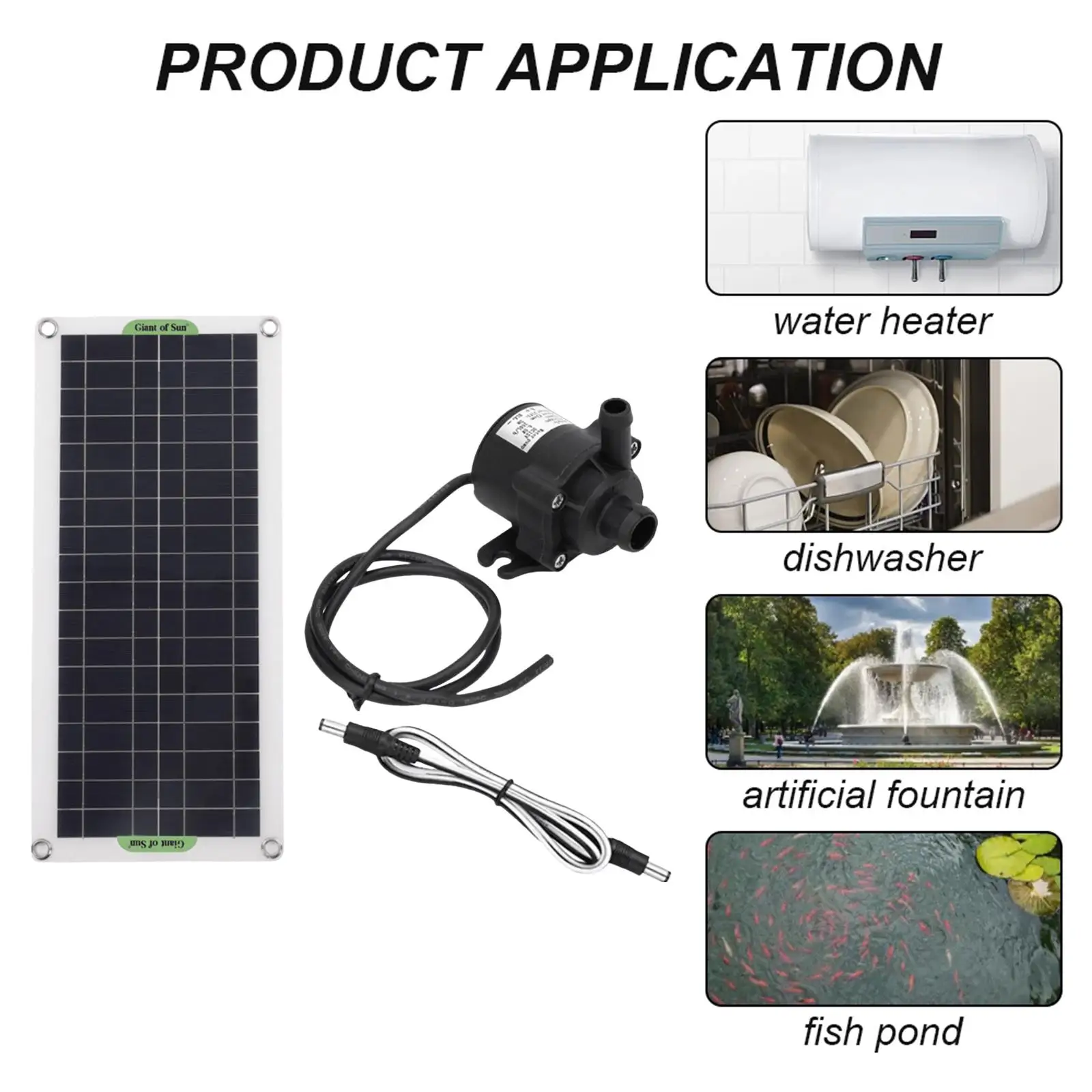 Solar Water Pump Fountain Pump Monocrystalline Adjustable Timing for Patio