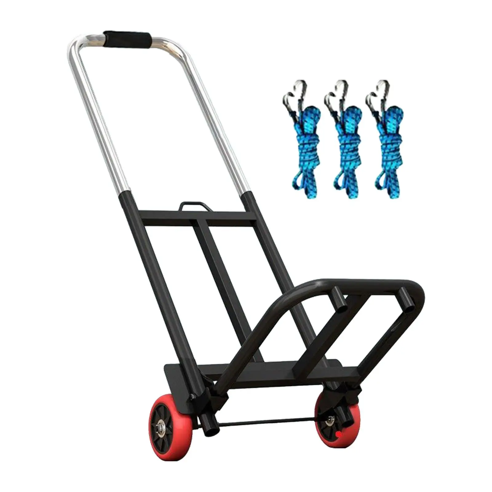Folding Hand Truck Luggage Trolley Cart with 2 Wheels 27x40cm Platform Adjustable Handle for Outdoor, Personal, Travel Sturdy