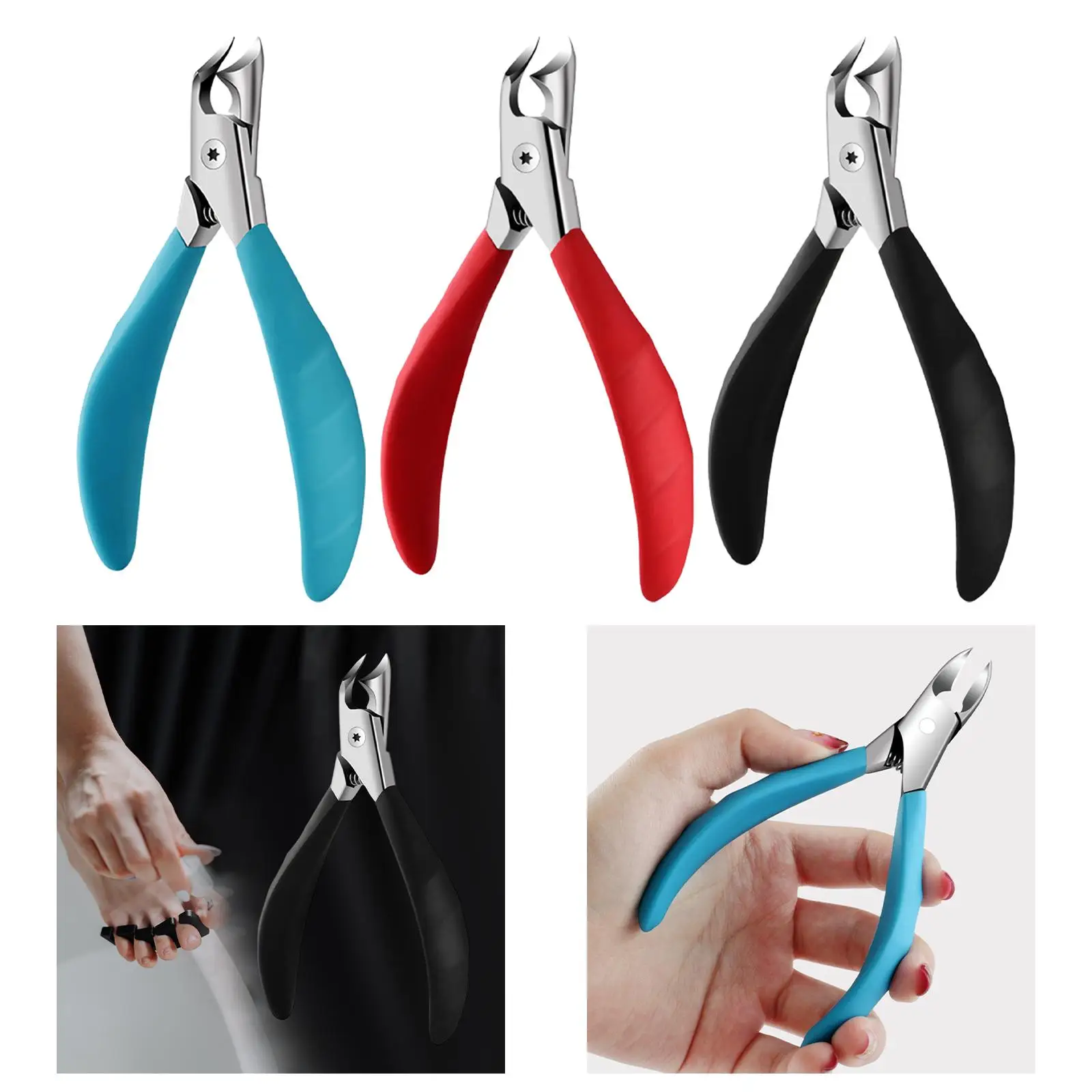 Toenail Clippers with Spring Precision Scissors Curved Nonslip Handle Thick Nails Cutter for Ingrown Toenail Treatment Home SPA
