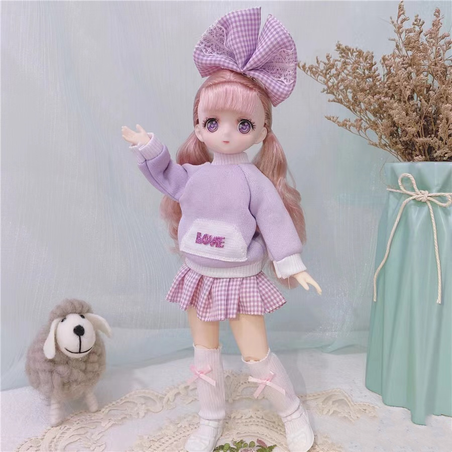 1/6 Kawaii Doll 30cm Cute Blyth Doll Joint Body Fashion BJD Dolls Toys with Dress Shoes Wig Make Up Gifts for Girl pullip