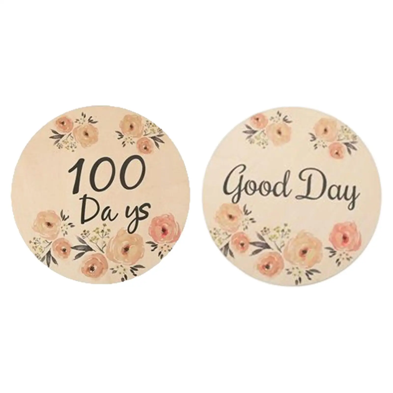 baby Milestone Cards Wooden Monthly Cards Round Boys and Girls Toy