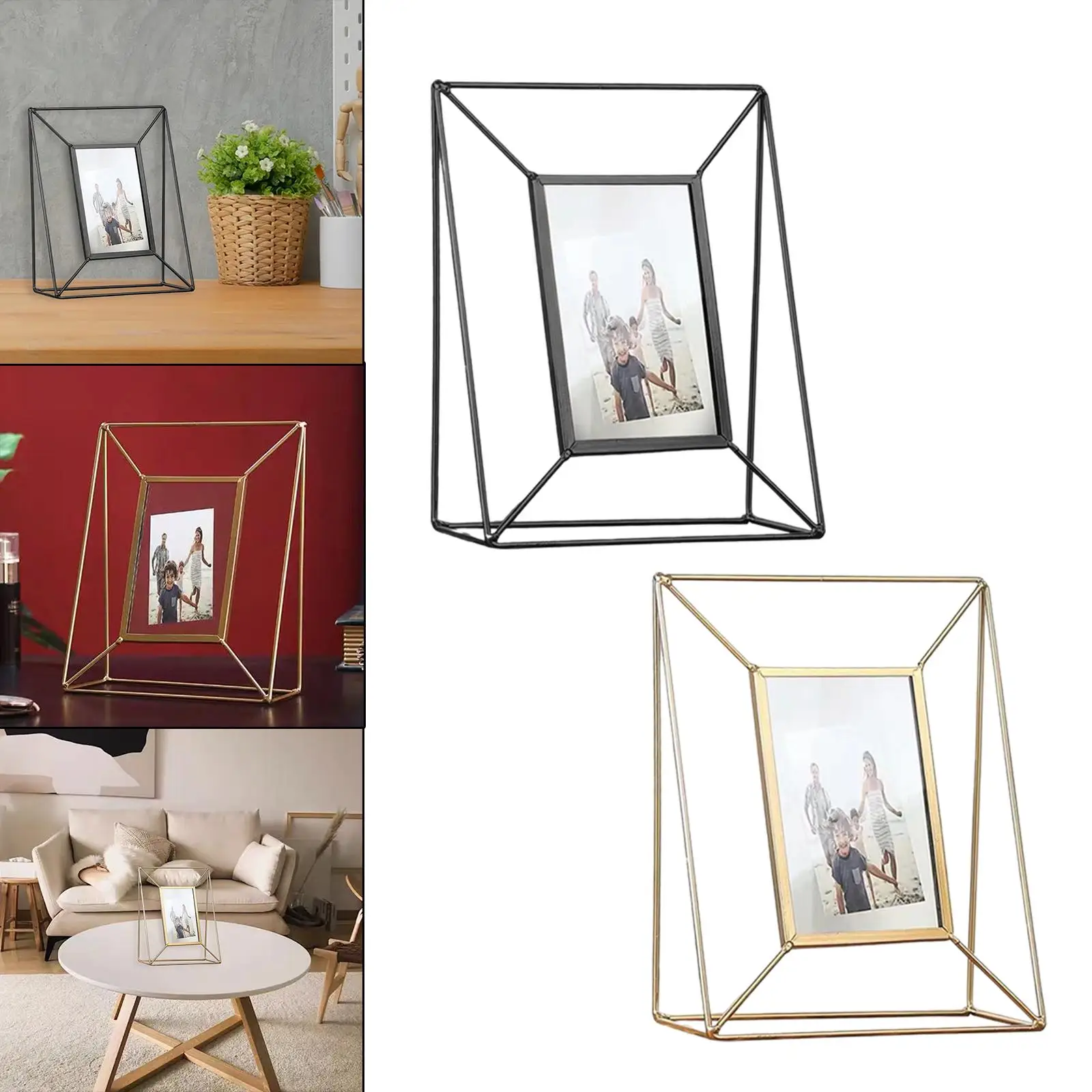6 inch Tabletop Photo Display Picture  Metal for Living Room Bedroom  Decoration Unique Appearance Easy Mounting Rectangle