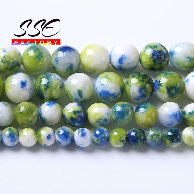 Natural Minerals Stone Polish Green Calcite Jade Beads for Jewelry Making  DIY Bracelet Necklace 6/8/10MM Spacer Gemstone
