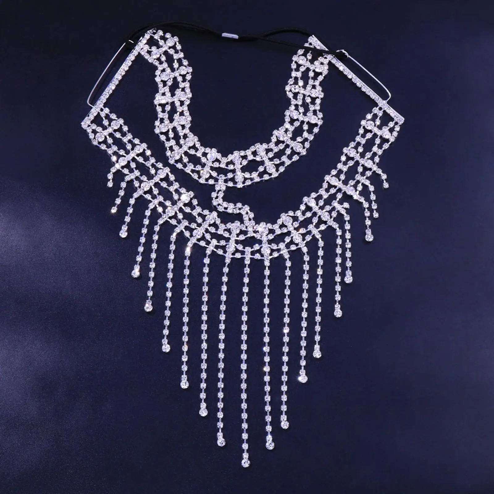 Shiny Women Veil Masquerade Rhinestone Chain Belly Dance Cosplay Headwear Crystal Face Mask for Party Fancy Dress Stage Dress up