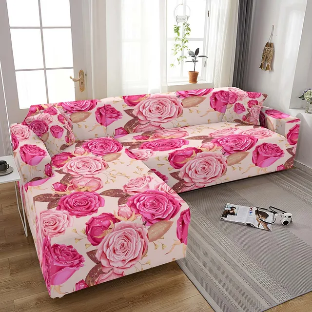 Copridivano da soggiorno sotto il divano ad angolo elasticizzato con motivo  rosa brillante per 1/2/3/4 copridivano per salotto per divano a forma di L  - AliExpress