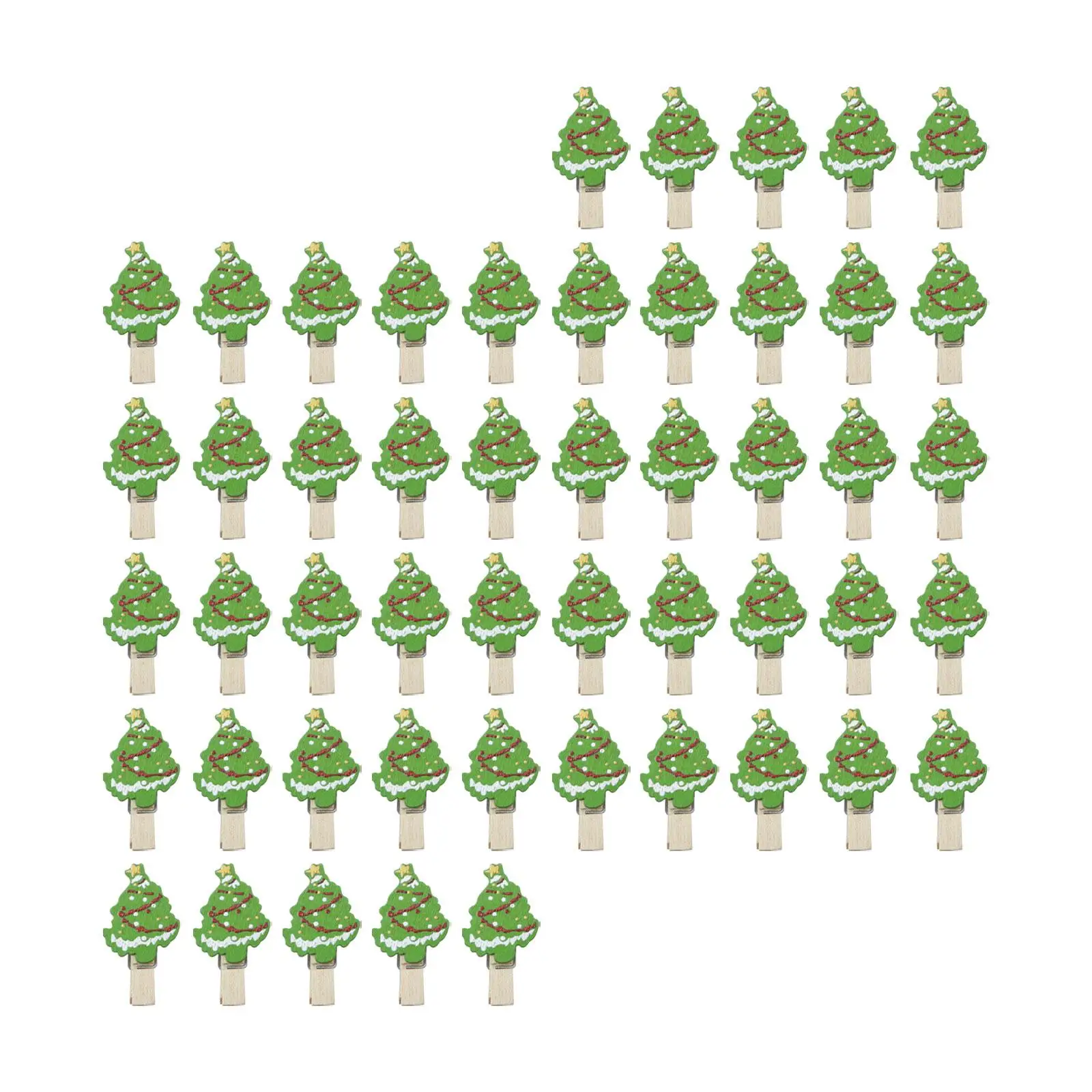 50x Christmas Wood Clips Art Clothes Pins for Restaurant DIY Xmas Ornaments