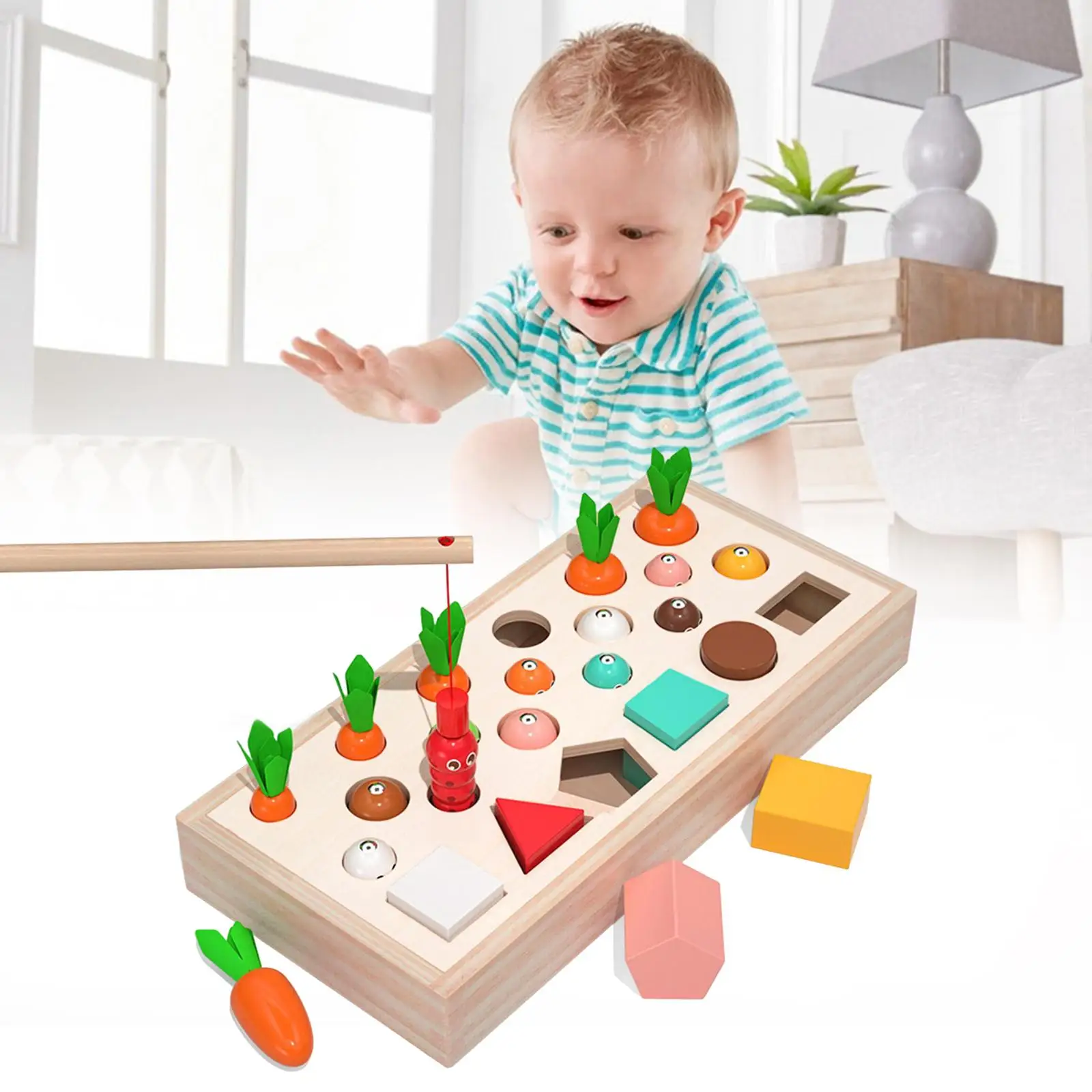 Toddlers Montessori Wooden Toys, Counting Parent Child Interactive Early Educational Toys Catching Insects for Xmas Gifts