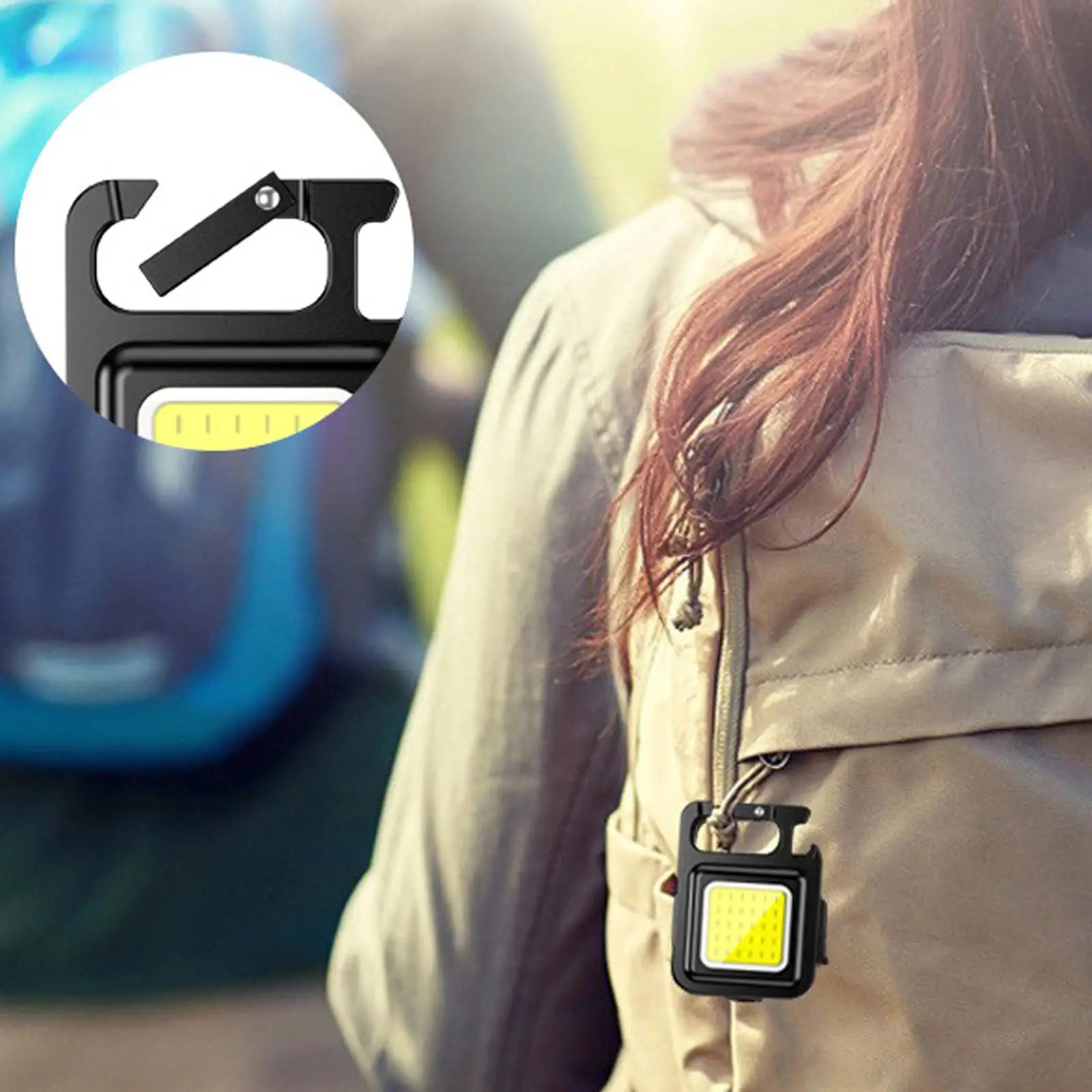 COB Keychain Flashlight Bottle Opener Emergency Light for Walking