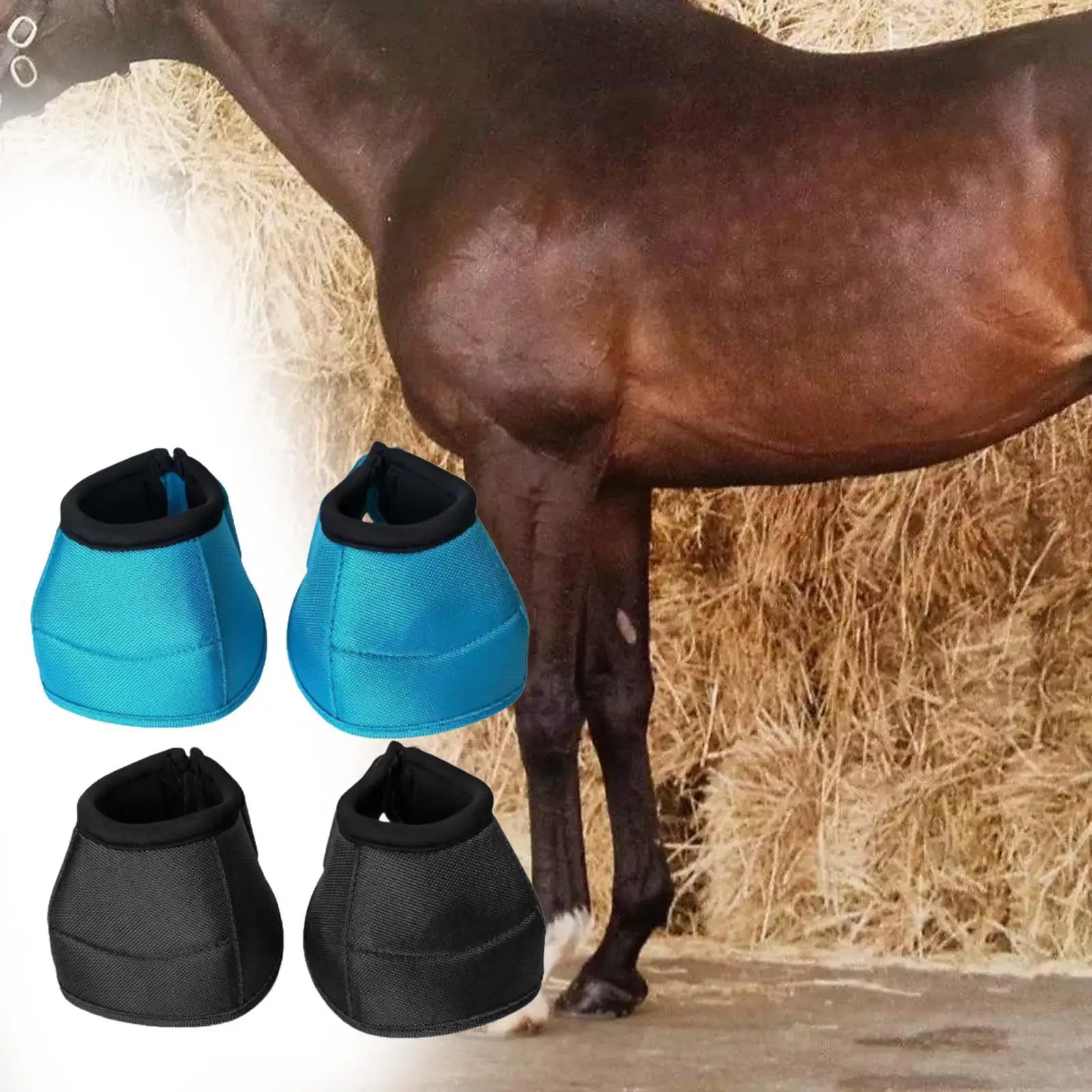 Horse Hoof Boot Portable No Turn Adjustable Tightness Comfortable Protective Cover Horse Bell Boots Quick Drying Hoof Saver Boot