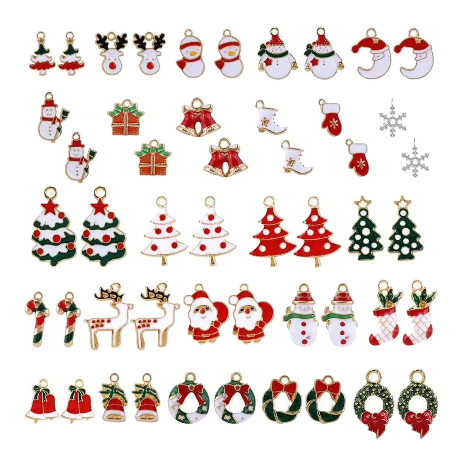 50Pcs Enamel Christmas Charms Pendant Gifts for DIY Anklet Jewelry Making