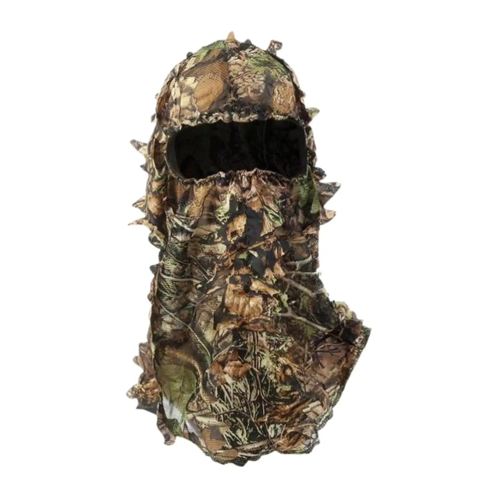 3D Ghillie Headwear Full Face Breathable Unisex Camo Full Face Camouflage Leafy Hat for Turkey Hunting Forest Shooting