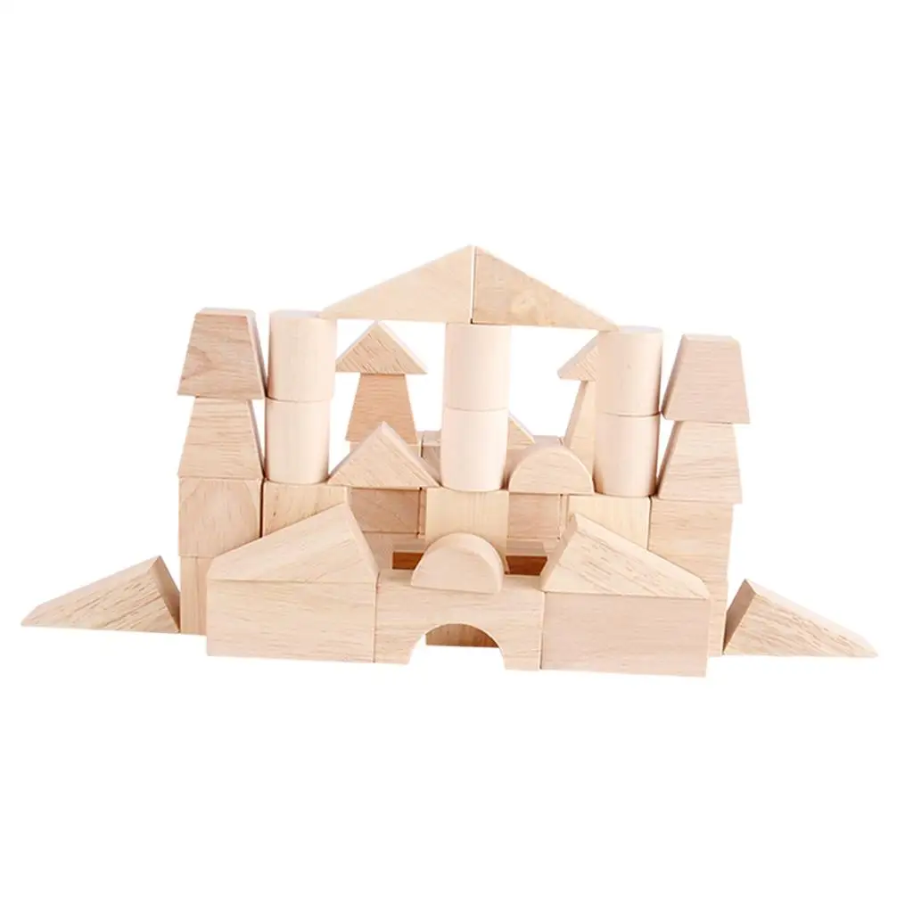 Geometric Wooden Building Blocks Sorting Construction Fine   Preschool