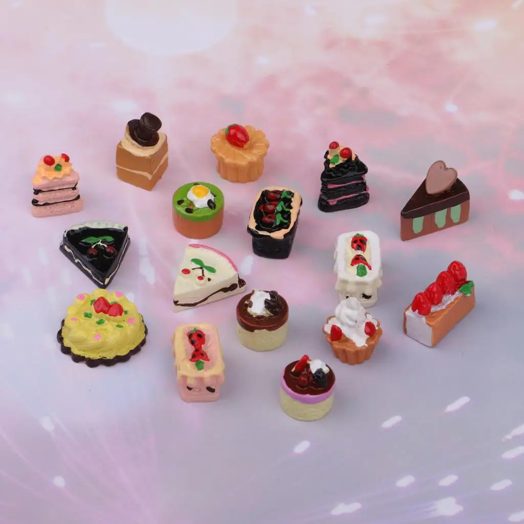  Set Dining Table Accessories Resin Cake Model Dollhouse