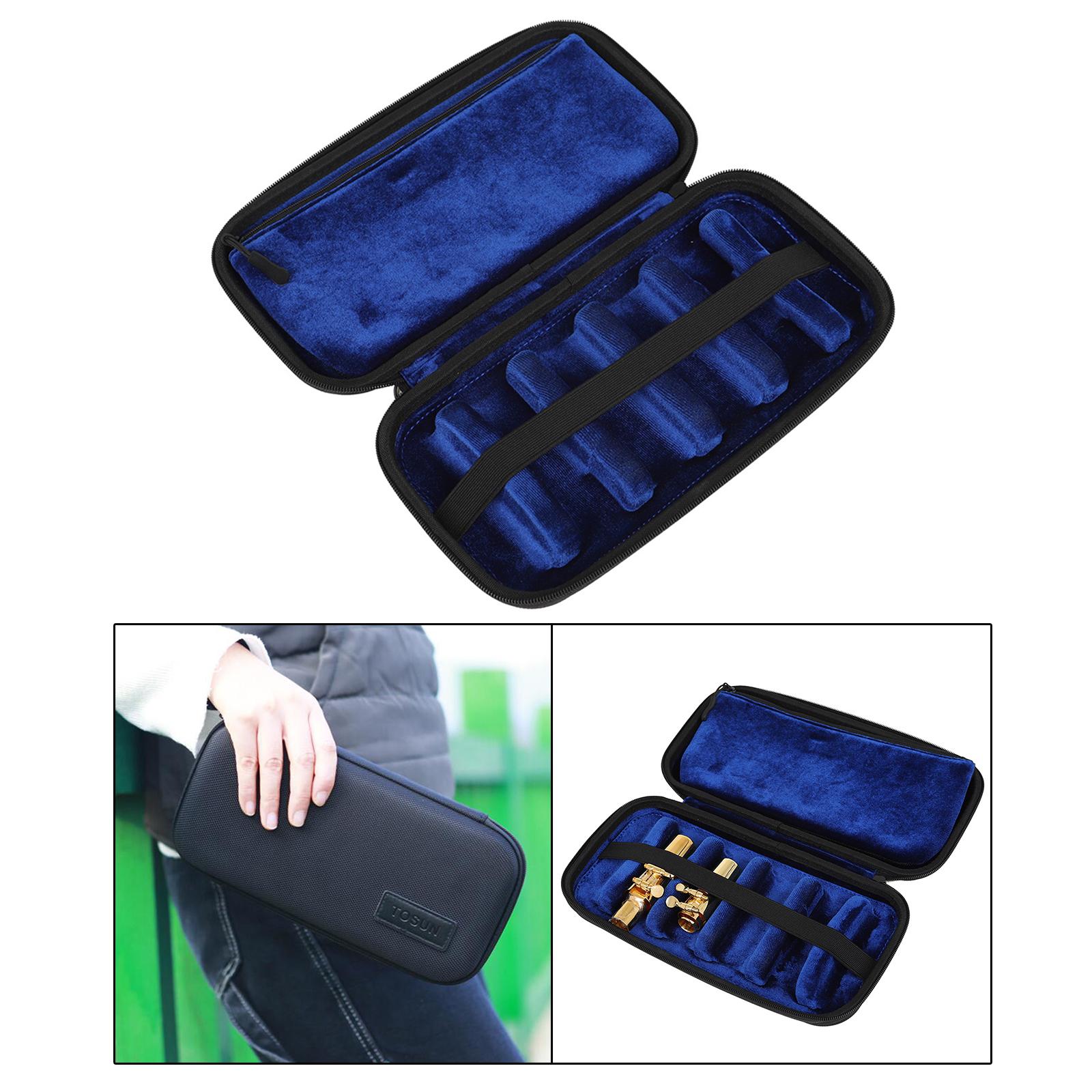 6-Piece Saxphone Mouthpiece Case Abrasion Resistant with Flannel Bag Soft Non-Abrasive Lining Handbag