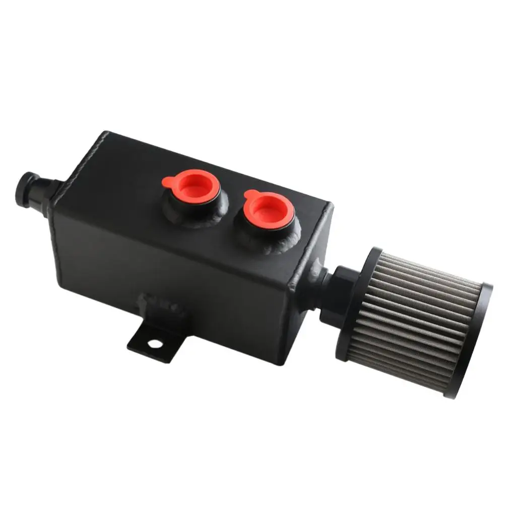1L Aluminum Oil Can Tank with Breather Air Filter Drain Tap Black